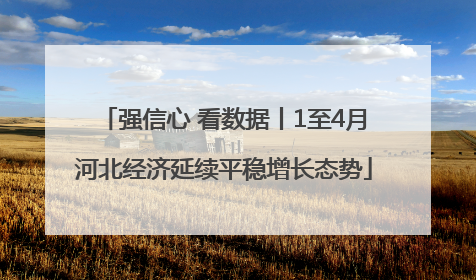 强信心 看数据丨1至4月河北经济延续平稳增长态势